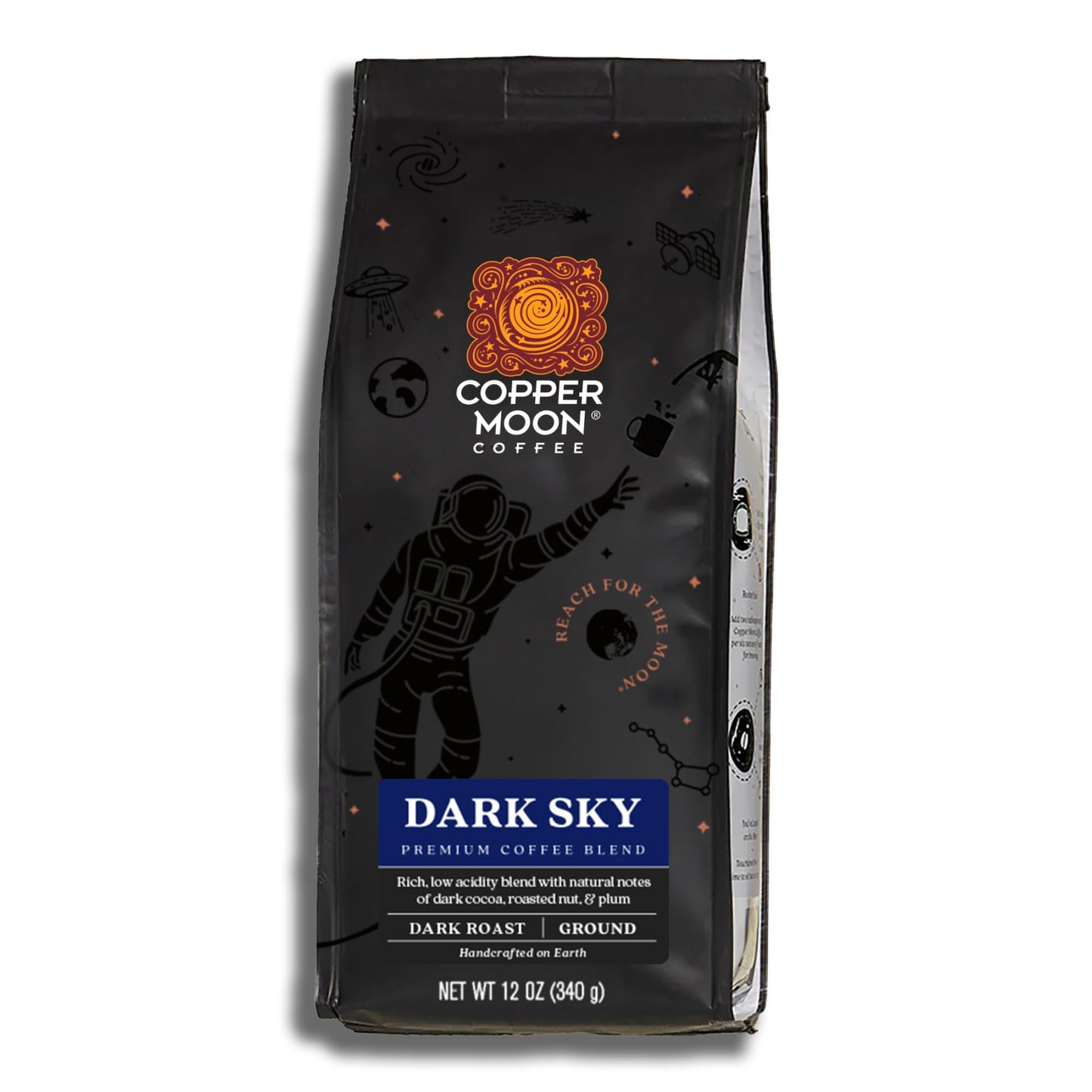 Copper Moon Dark Roast Ground Coffee, Dark Sky Blend, 12 Ounce Bag