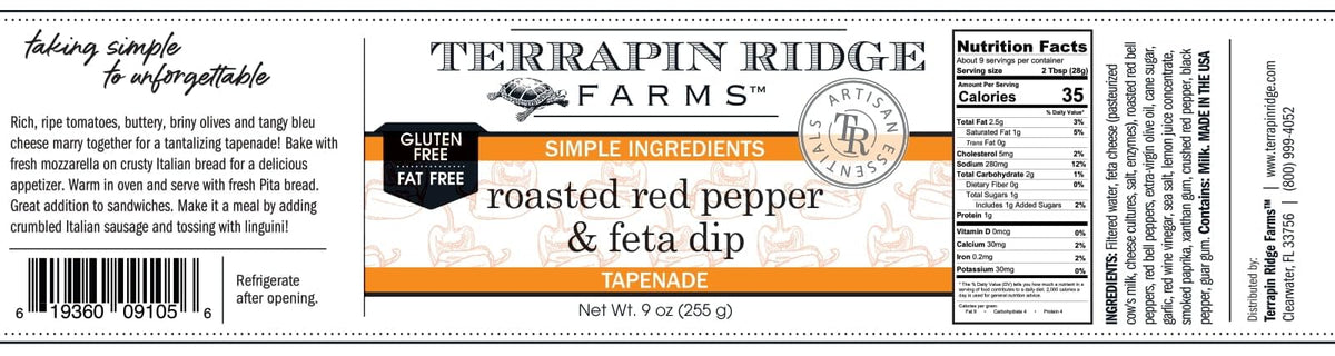 Terrapin Ridge Farms Roasted Red Pepper Feta Dip, 9 oz