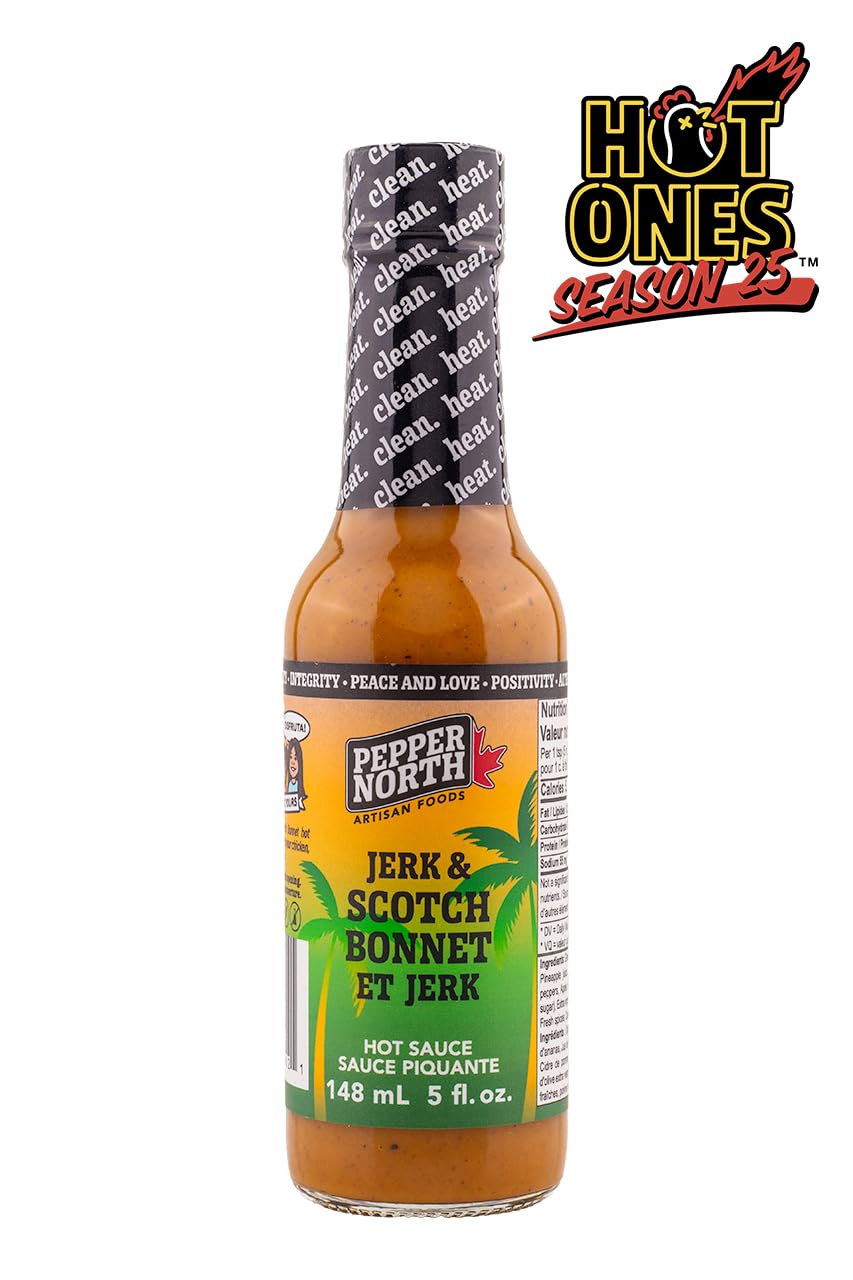 Jerk & Scotch Bonnet Hot Sauce By Pepper North, Fiery Hot Sauce With Flavors Of Pineapple, Scotch Bonnet Pepper & Ginger, Made With All Natural