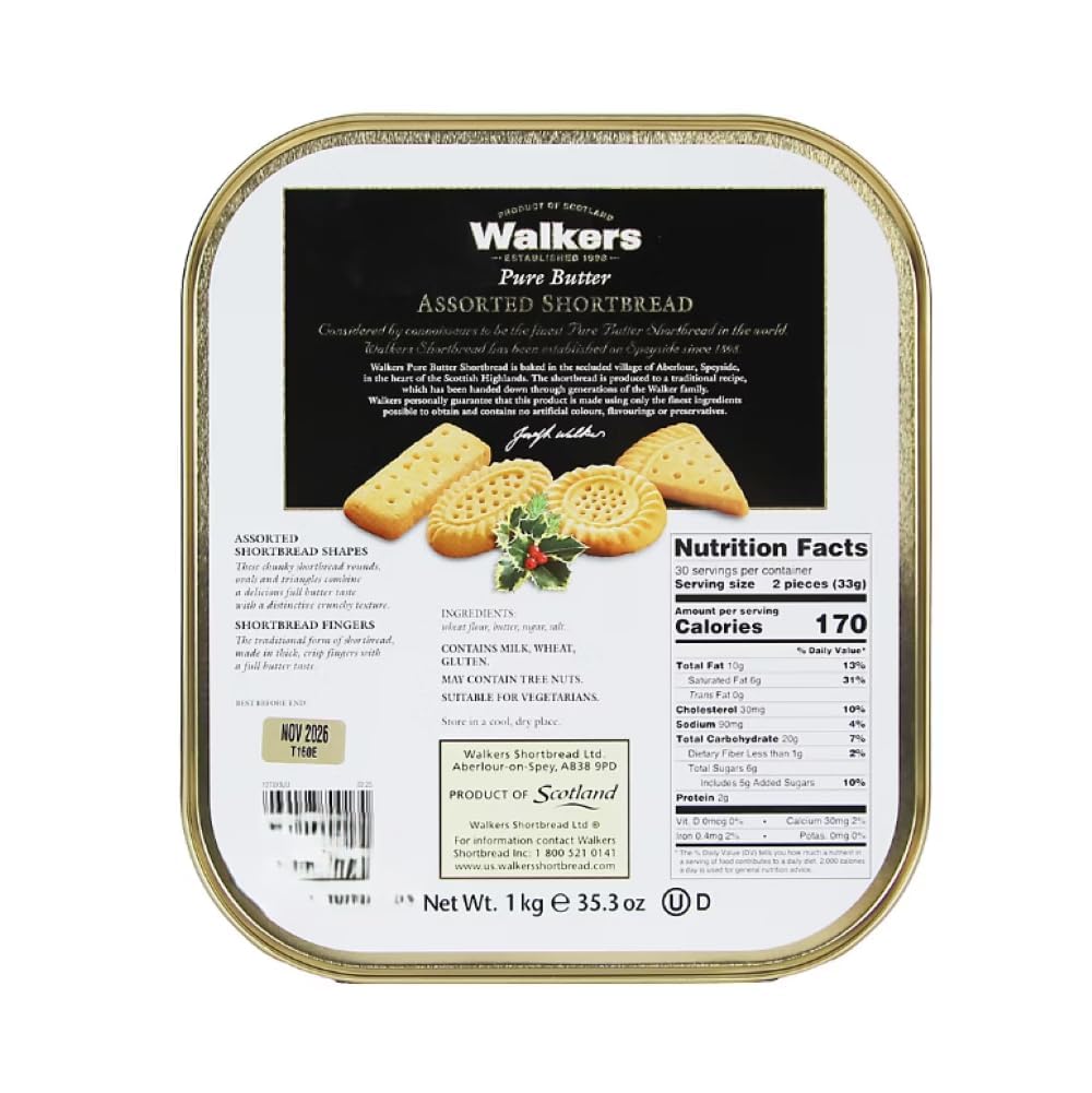 Walkers Shortbread Cookies, Pure Butter Traditional Scottish Recipe, Family Size Box, Authentic European Bakery Treats, No Artificial Flavors or