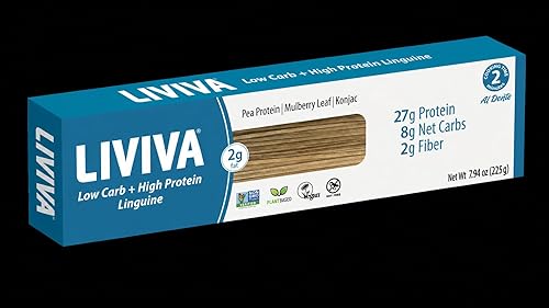 LIVIVA Low Carb High Protein KETO Value Pack Spaghetti Noodle Pasta 6 Pk - 135 g Protein per Box with Pea Protein & Konjac Flour - 8g Net Carbs