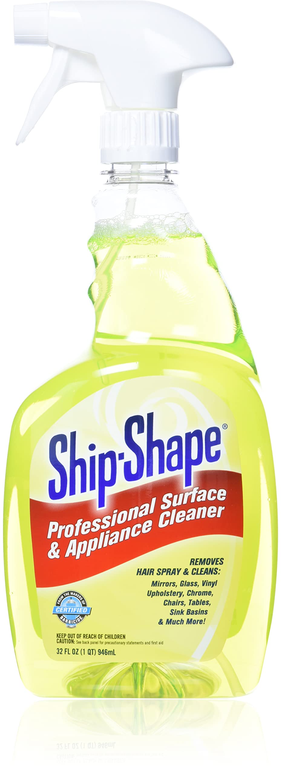 Ship-Shape Barbicide Professional Surface & Appliance Cleaner - Removes Hairspray Residue from Flat Irons, Mirrors & Salon Furniture - Streak-Free