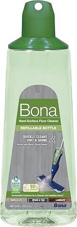 Bona Multi-Surface Hard Floor Cleaner Spray Mop Cartridge - 34 fl oz - Unscented - Refillable - Residue-Free Floor Cleaning Solution for Bona Spray