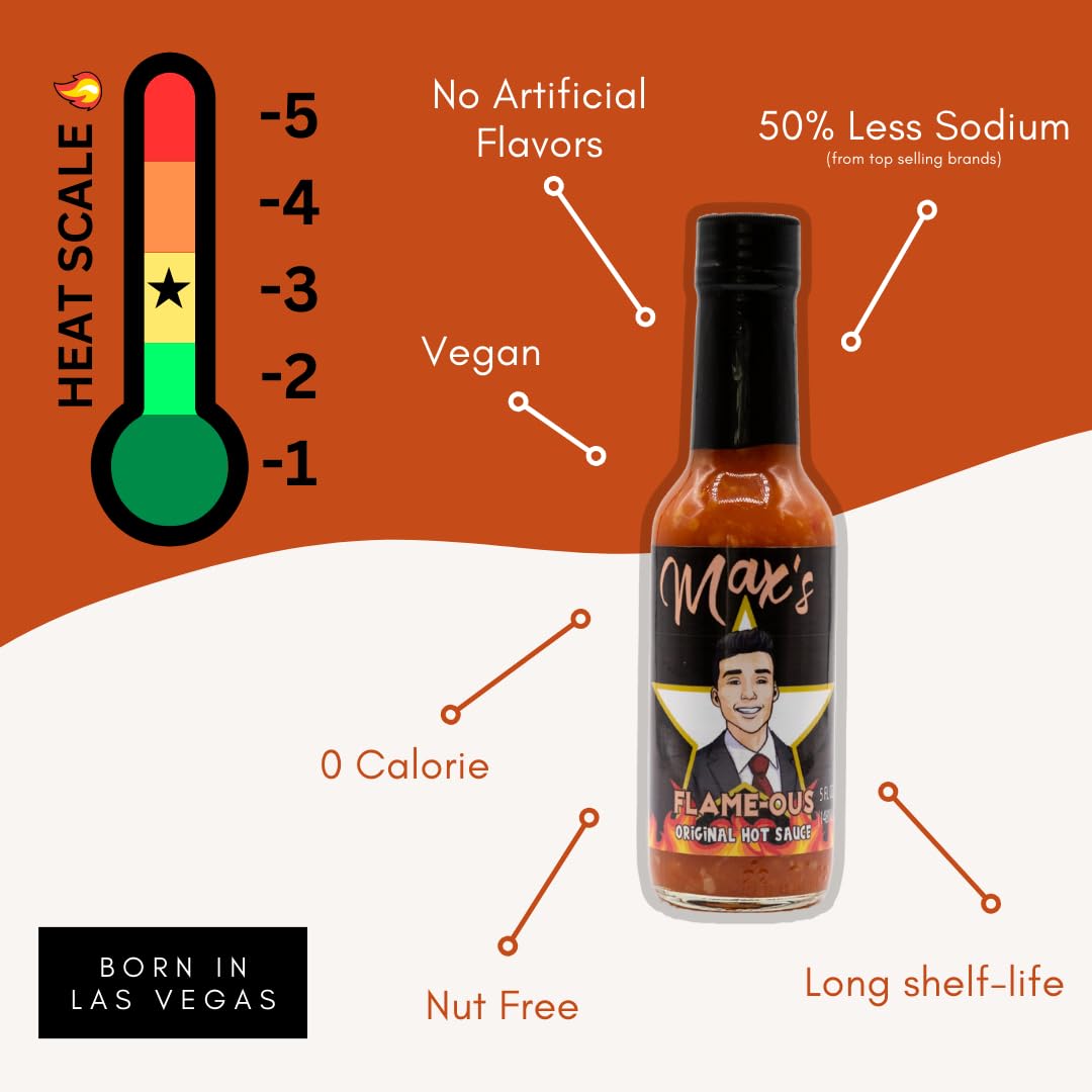 Max Flame-ous Original Hot Sauce - Sweet & Fruity Garlic Habanero Blend with Carrot & Onion | Thick Sauce | Medium Heat | All Purpose Flavor Booster |