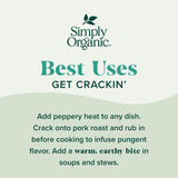 Simply Organic Whole Pepper Grinder, 3 Ounce Bottle, Blend of Black, White and Green Peppercorn for Complex Flavor