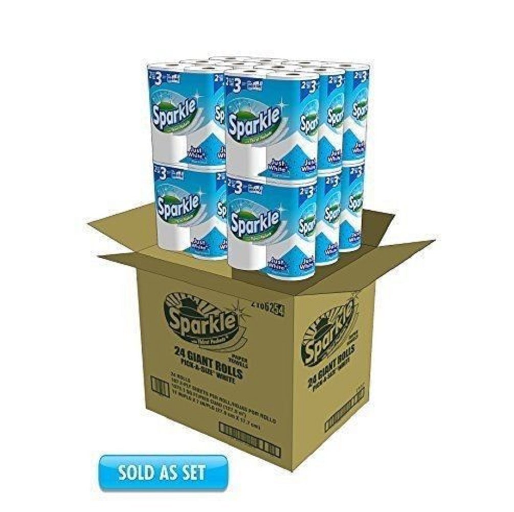 Sparkle Paper Towels 24 Giant Rolls ,2-ply Paper Towel Pick-A-Size Sheet Classic Sparkle Just White Pick A Size