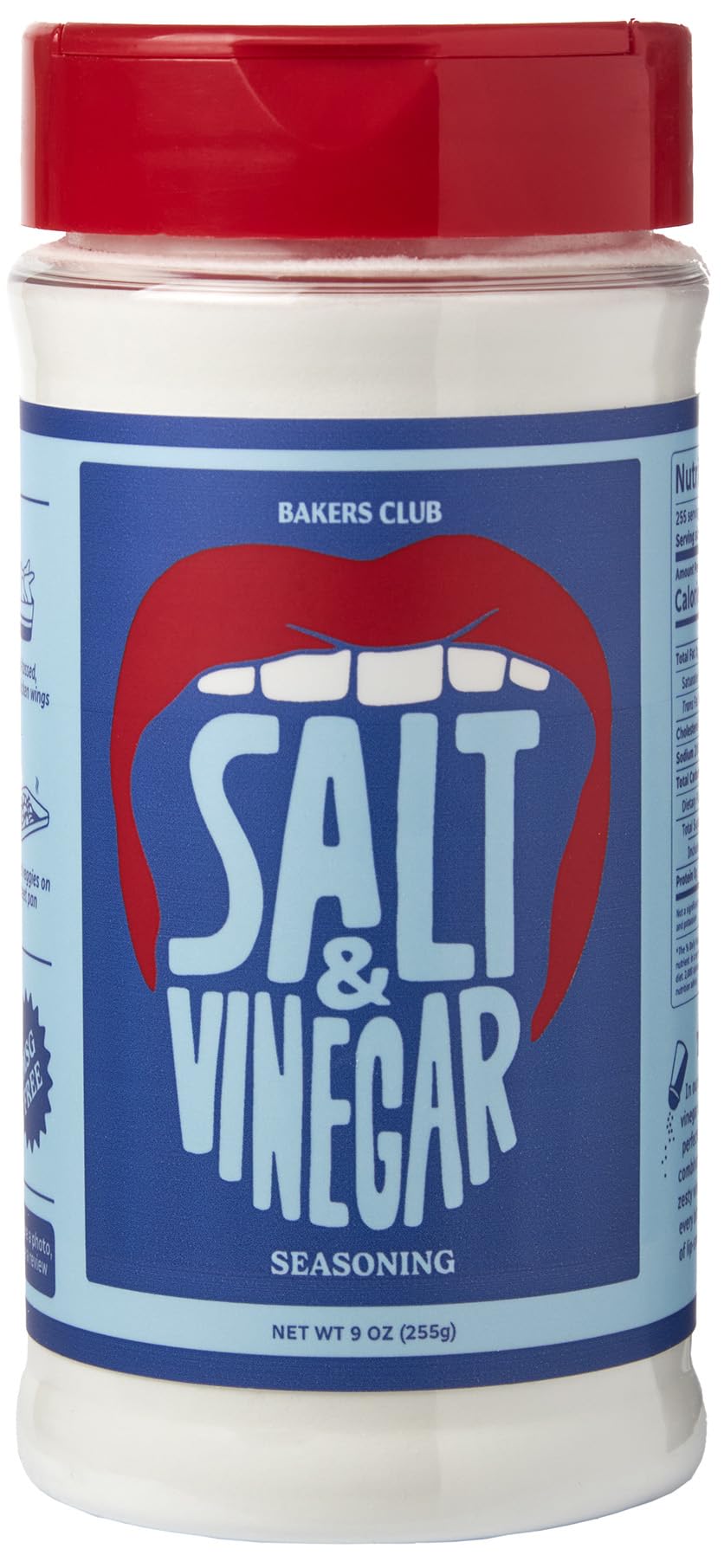 Bakers Club 9oz Salt & Vinegar Seasoning - French Fries, Wing Dust, Popcorn, Chips, Nuts, Snacks and More - Gluten-Free, MSG Free, Non-GMO - Zesty