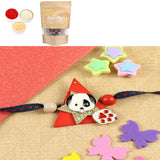 Ghasitaram Gifts Rakhis Gifts for Brothers Rakhis Online KR25-113-Dog And Paw Kids Rakhi with Chocolate Coated Almonds 200 gms