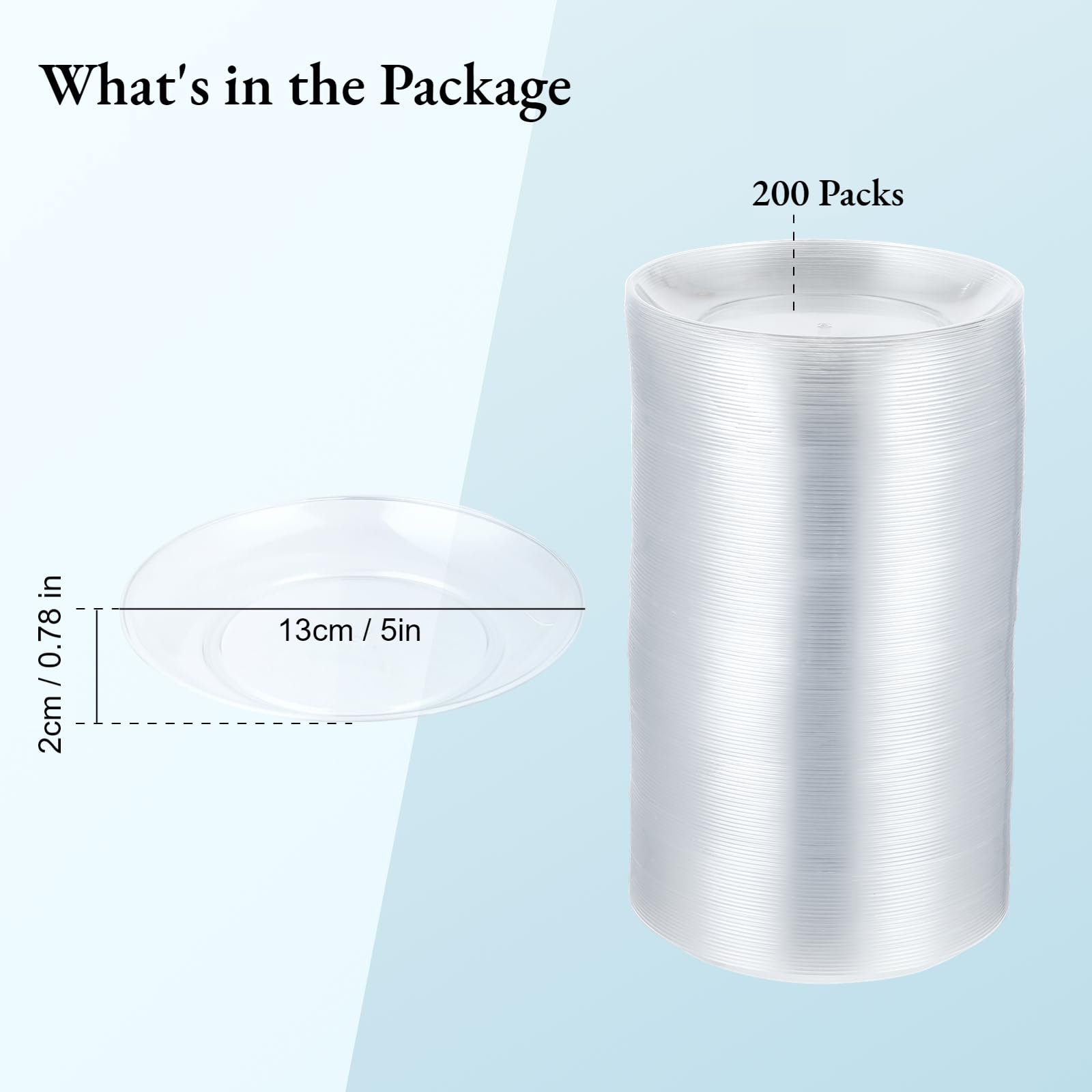 BATTIPAW 200 Pcs Clear Plastic Plates for Party, 5 inch Disposable Hard Plastic Dinner Plates Small Dessert/Salad Plates for Wedding Parties