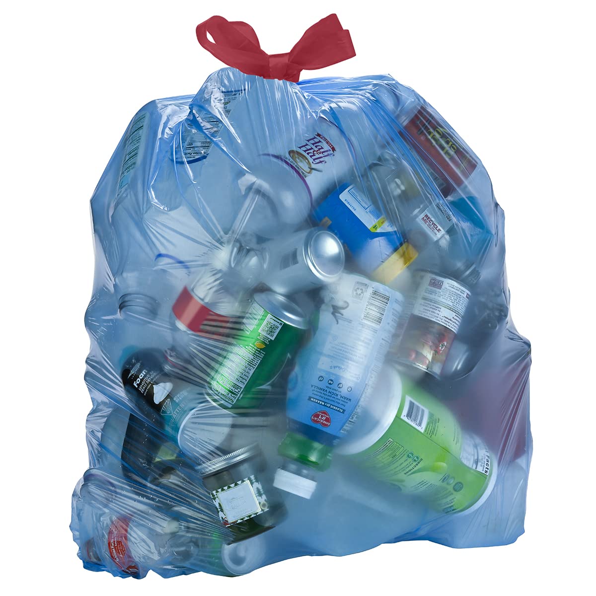 Amazon Basics Blue Recycling Drawstring Trash Bags, Tall Kitchen, Unscented, 13 Gallon, 60 Count