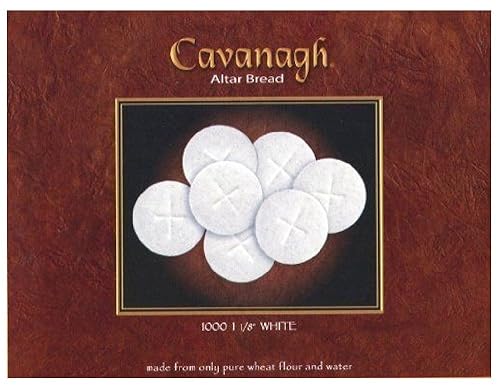 Cavanagh White Altar Communion Bread 1 1/8" (1000 Count) - Box of Thin Bread with Round Cross Design for Church Ceremonies & Altar - Perfect Church