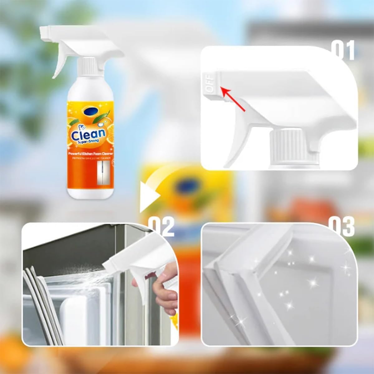 Yiushing Powerful Kitchen Foam Cleaner, Upgraded Multi-purpose Bubble Cleaning Spray, Kitchen Foaming Degreaser, For Range Hood, Oven, Icebox