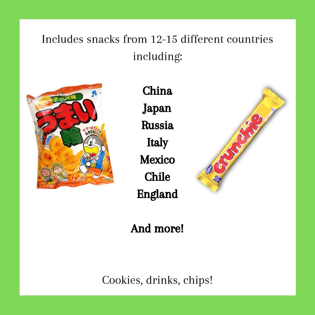 Elite World Snack Sampler Box - 30+ Foreign snacks and global candies - Huge Assortment of Asian Snacks, European Treats, Central American Candy