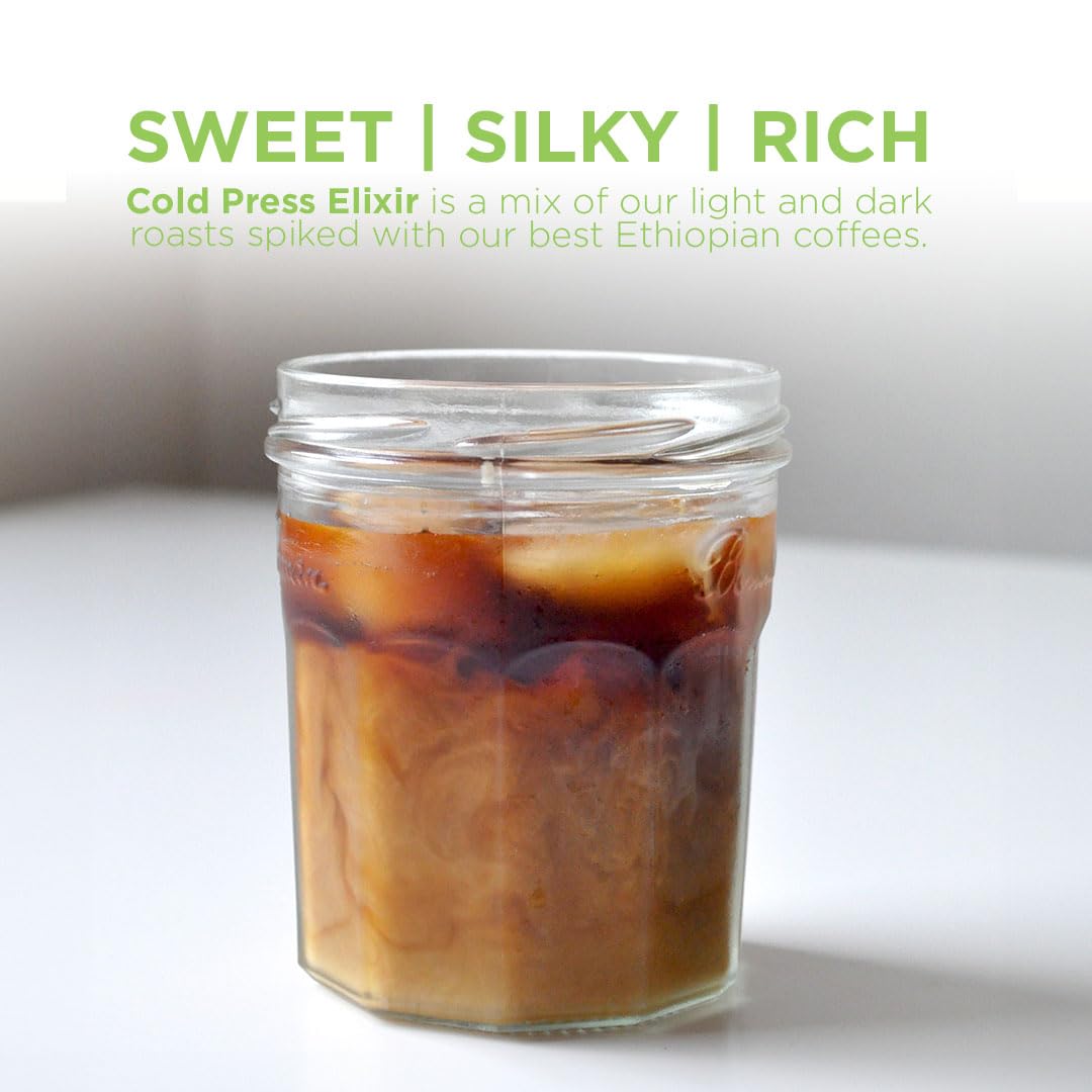 Tiny Footprint Coffee - Organic Cold Brew Cold Press Elixir | Blend of Light & Dark Roasts Whole Bean Coffee | Shade-Grown, Fair Trade & Carbon
