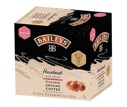Ground Coffee, Medium Roast, Hazelnut Irish Cream Flavored Coffee Pods, 18ct