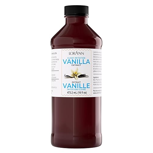LorAnn Clear Imitation Vanilla Extract 16 Ounce (480ml) - Kosher, Vegan, Sugar-Free, No Corn Syrup, Perfect for Frostings, Cakes, Cookies, Pastries