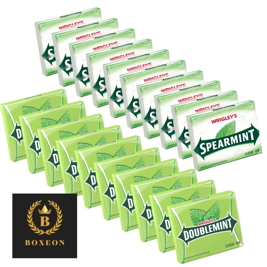 Wrigleys Doublemint Gum and Wrigleys Spearmint Gum Bulk Variety Pack, 15 Sticks (Pack of 20), 300 Total Sticks of Chewing Gum Bulk Individually