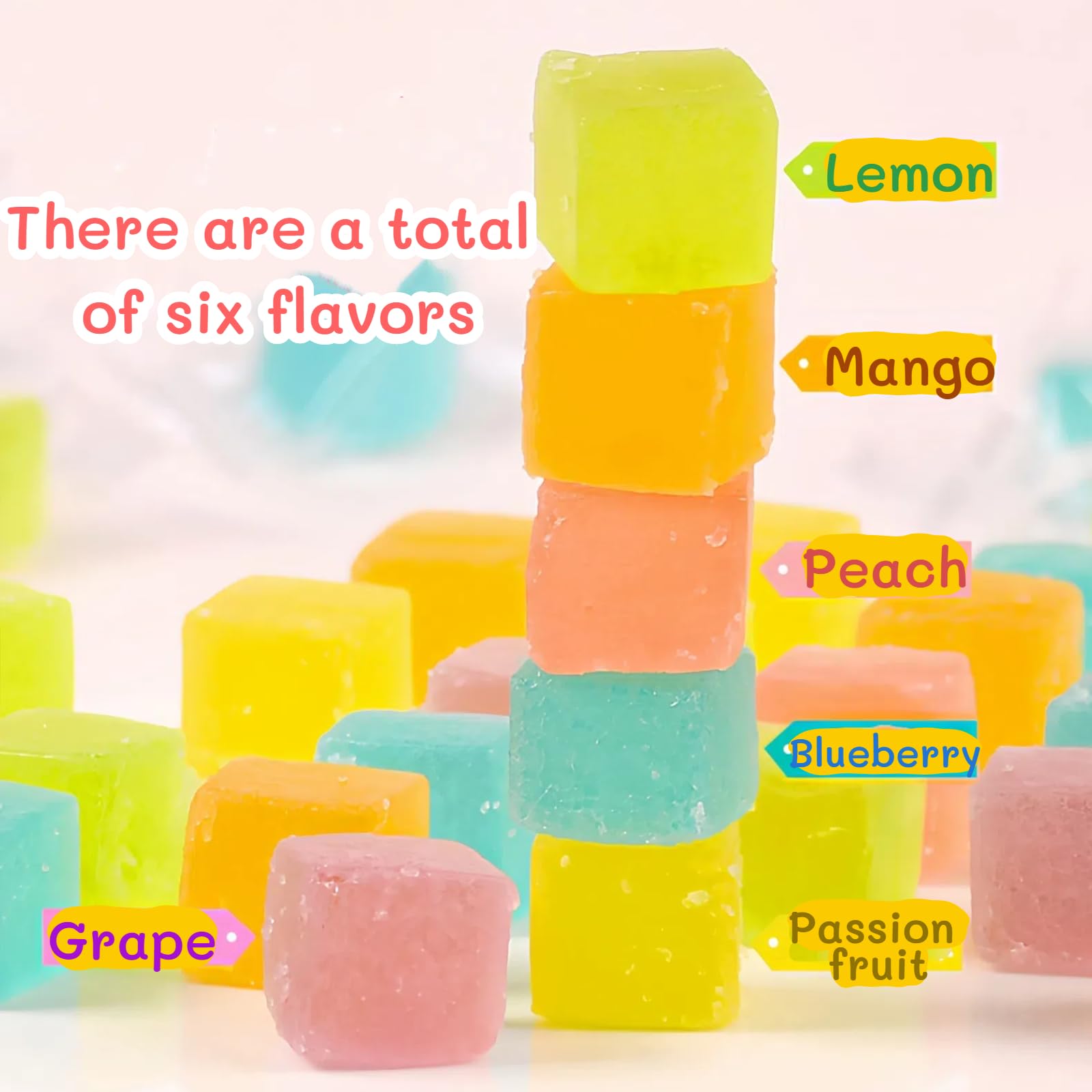 Japanese Crystal Amber Gemstone Candy - 7oz Resealable Jar | Crunchy with Chewy Center, Gluten-Free, Individually Wrapped Bites | Assorted Fruit