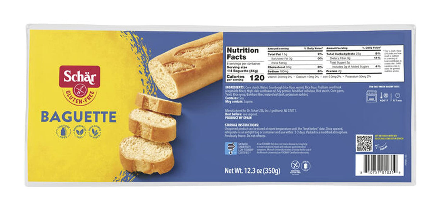 Schar Dr Baguettes (Baquettes) Gluten Free, 12.3oz, Pack of 3, 12.3 Ounce