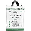 Heritage Gardens Organic White Basmati Rice 80 oz (5 lb) - Extra Long Grain, Non-GMO, Gluten Free, Low-Arsenic, Fluffy & Non-Sticky - Himalayan Grown Premium Basmati