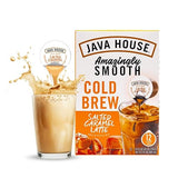 JAVA HOUSE Salted Caramel Latte Cold Brew Coffee Capsules, 1.35 Fluid Ounces (12 Count) Peel and Pour, TSA Approved, Travel Friendly Cold Brew, Hot or