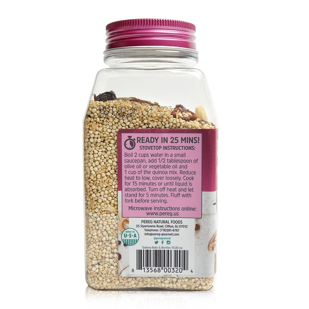 Pereg Quinoa with Nuts & Berries (10.58 Oz x 6 Pack) | Quinoa Grains | Vegan, Non-GMO, Gluten-Free & Kosher Certified | Protein-Packed Whole Grain