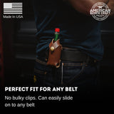 Hot Sauce Holster - Full Grain Leather Belt Holder - Solid Brass Snap - Convenient Slip-On Hot Sauce Bottle Holster - Fits 2 oz. Tabasco & Cholula