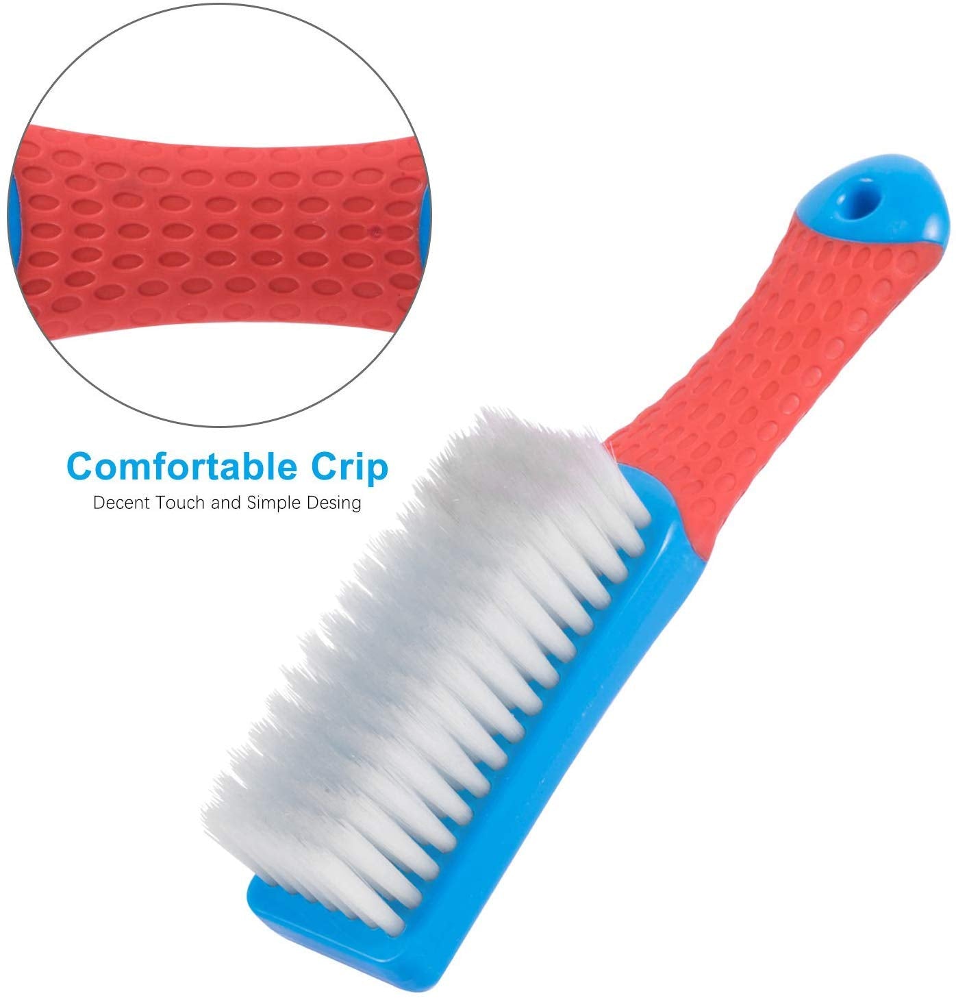 Emoly Scrub Brush Comfort Grip & Flexible Stiff Bristles Heavy Duty for Bathroom Shower Sink Carpet Floor, Blue Red