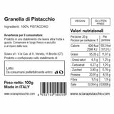 Sciara Chopped Pistachios - Sicilian Unsalted Pistachio Nuts from Bronte Italy - Premium Crushed Pistachios for Baking & Topping - Glass Jar 100g (3.5