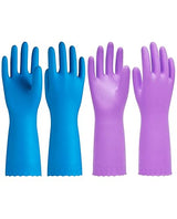 PACIFIC PPE 2 Pairs Dishwashing Cleaning Gloves with Latex free, Cotton lining, Kitchen Gloves (Purple+Blue, Medium)