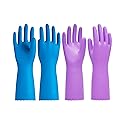 PACIFIC PPE 2 Pairs Dishwashing Cleaning Gloves with Latex free, Cotton lining, Kitchen Gloves (Purple+Blue, Medium)