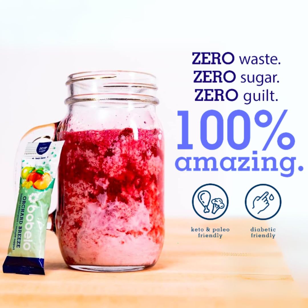BOBELO CARBONATION Flavor Packets - Trial Pack, 3 of Each Flavor, Pineapple Coconut, Mountain Berries, Lavender Lemonade & Orchard Breeze, Self