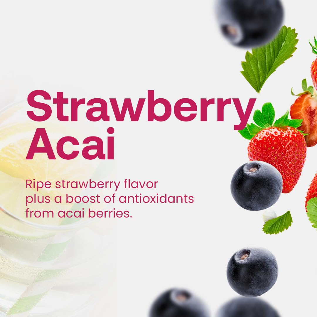 Dr. Smoothie Refreshers Strawberry Acai - Made with Real Fruit Juice - Drink Concentrate, No Artificial Colors, Shelf-Stable - Lightly Caffeinated