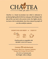 Cha4Tea 36-Count Cinnamon Orange Spice Herbal Black Tea Pods Compatible with Keurig K-Cup Brewers
