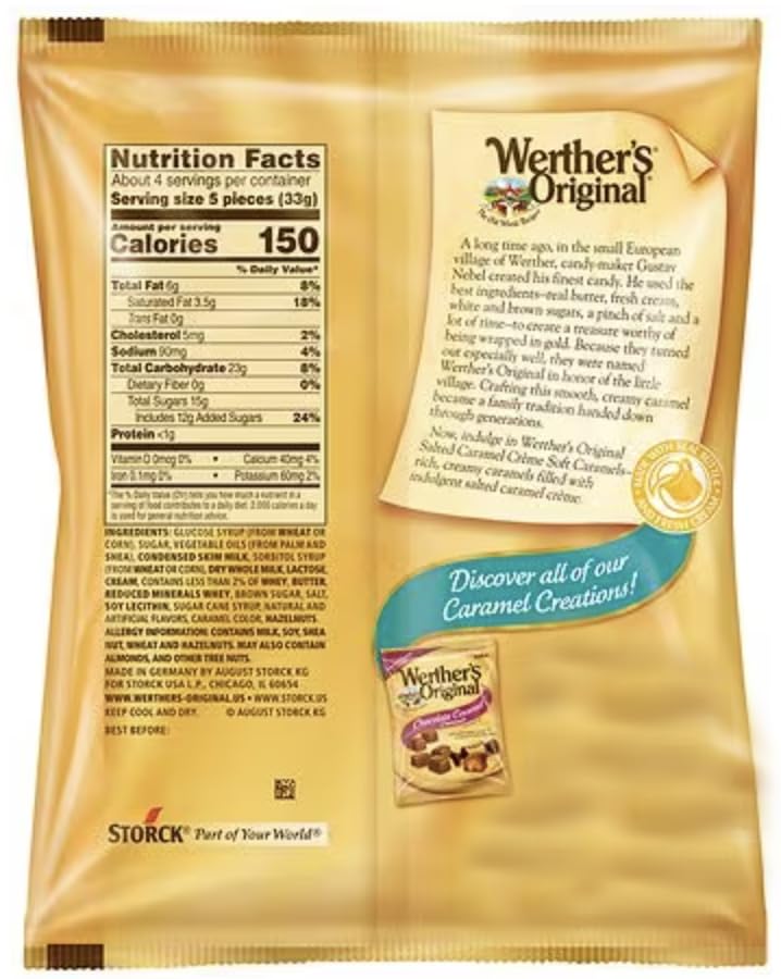 Bulk Werthers Original Hard Candy | Bulk Candy Individually wrapped | Werthers Caramel Candy | 1 lb Individual Flavor Bag | Ships in an Aromatik™