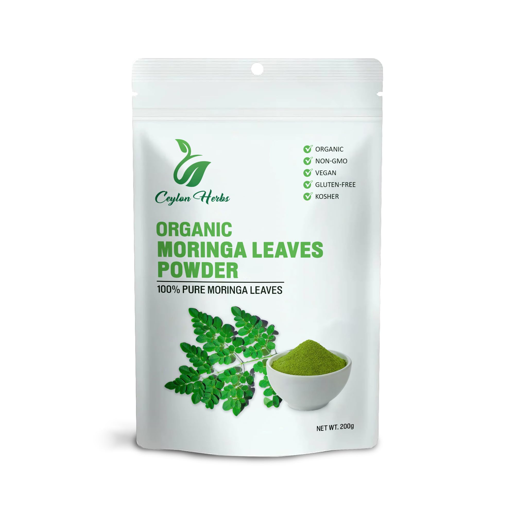 100g Moringa Leaves Powder Oleifera Leaves Drumstick Tree Leaves Well-Cleaned 100% Pure, Dried and Ground Leaf Powder for Cooking, Smoothies, and Teas