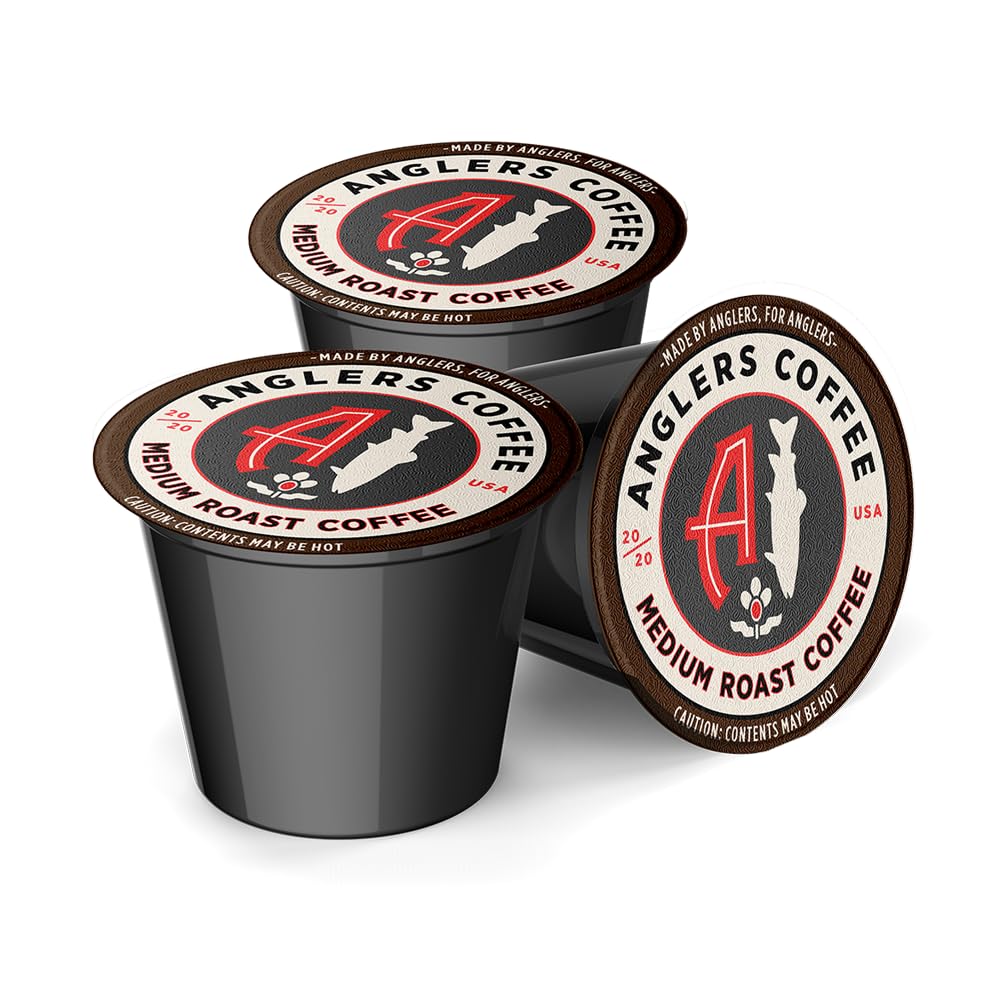 Angler's Coffee, Single Serve Artisan Blend Medium Roast, 12 Coffee Pods, Compatible with K Cup Brewers