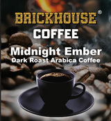 Brickhouse Coffee Midnight Ember Dark Roast, 100% Arabica Ground Coffee, Bold & Smoky Flavor, 12oz Bag