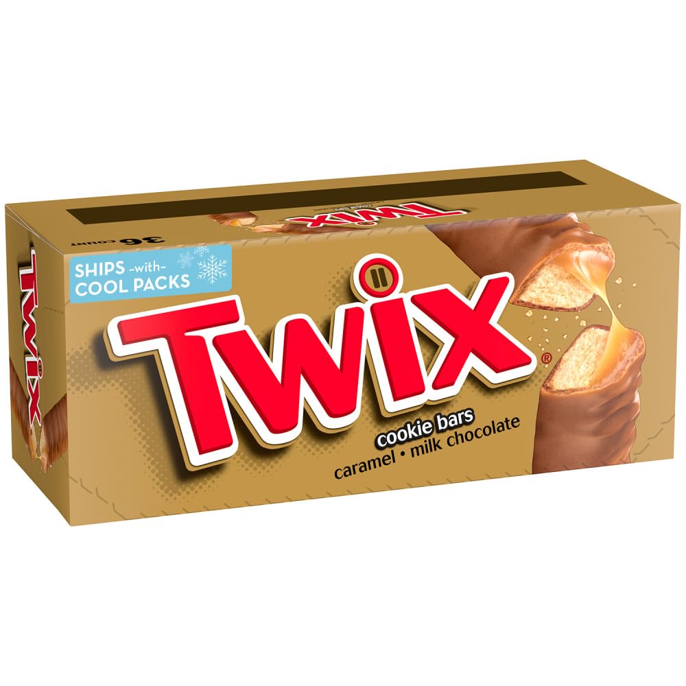 TWIX Bulk Chocolate Candy Individually Wrapped - Full Size, Caramel Chocolate Cookie Candy Bar, 36-Count Box