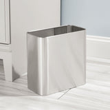 mDesign Modern Compact Freestanding MetalToilet Bowl Brush and Rectangle Open Wastebasket Garbage Can Combo Set for Bathroom Storage - Sturdy, Deep