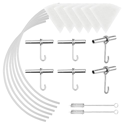 ARGCONNER Maple Syrup Tapping Kit - (6) Stainless Steel Spiles and Hooks, (6) 3-ft Food Grade Tubing, (6) 1-Quart Syrup Pre-Filters, (2) Spile