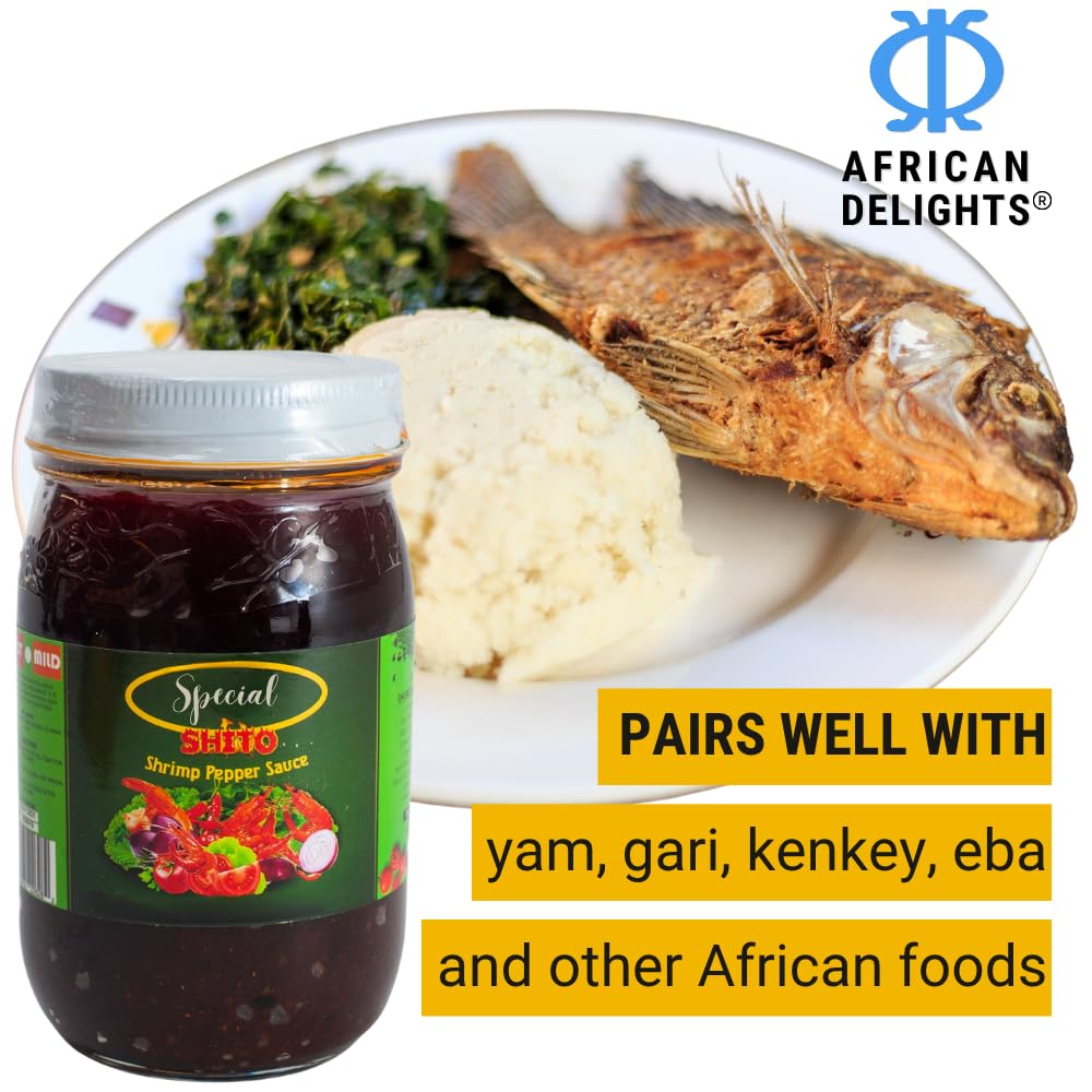 Special Shito |Shrimp Sauce Hot Sauce |Ghana Shito | Premium Blend of Shrimp | Fish Powder |Spices & Hot Dried Pepper (8 oz Mild)