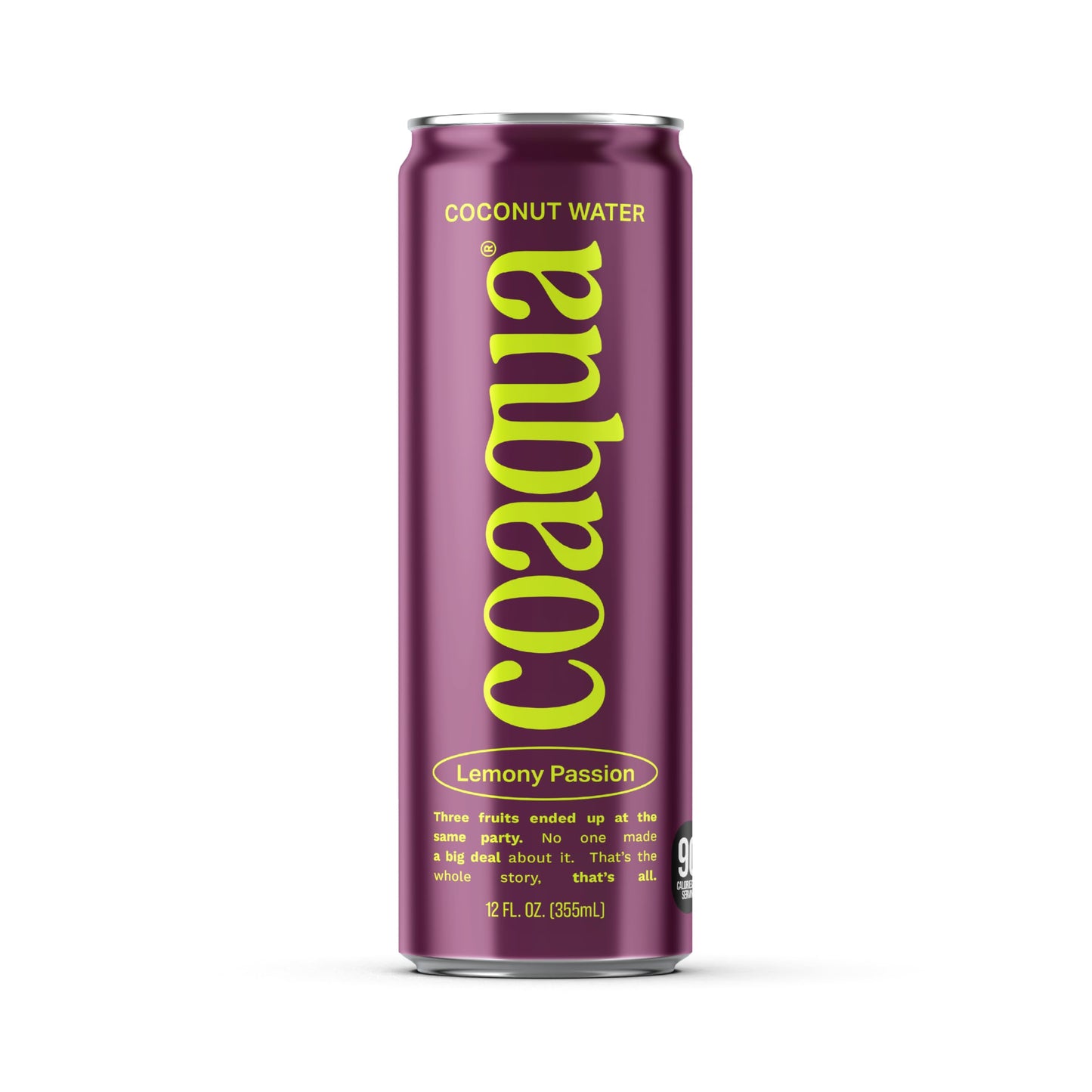 Coaqua Lemony Passion Coconut Water (12 Pack), Naturally Sweet Electrolyte Drink with Passion Fruit & Lemon Juice - Supports Immunity, Digestion