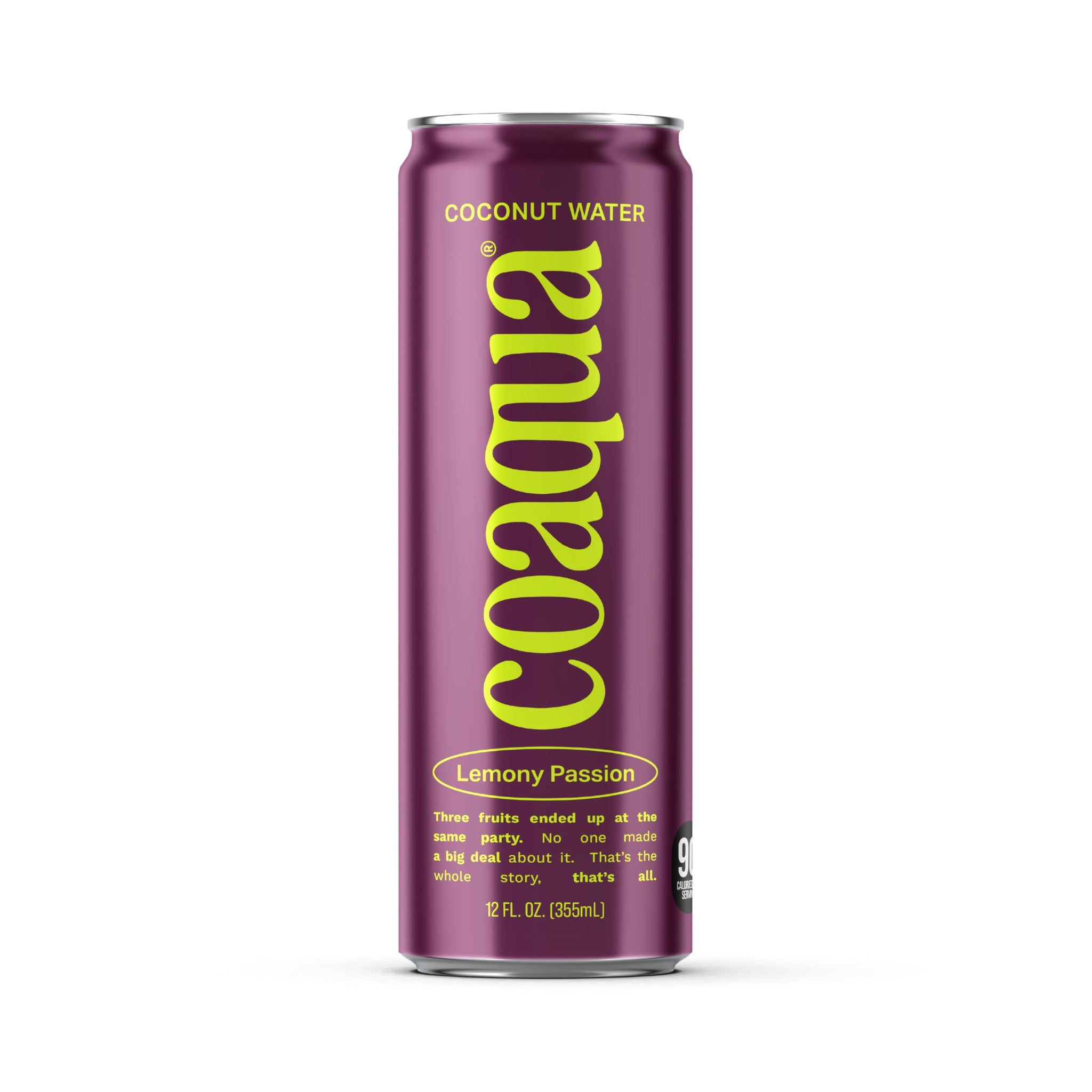 Coaqua Lemony Passion Coconut Water (12 Pack), Naturally Sweet Electrolyte Drink with Passion Fruit & Lemon Juice - Supports Immunity, Digestion
