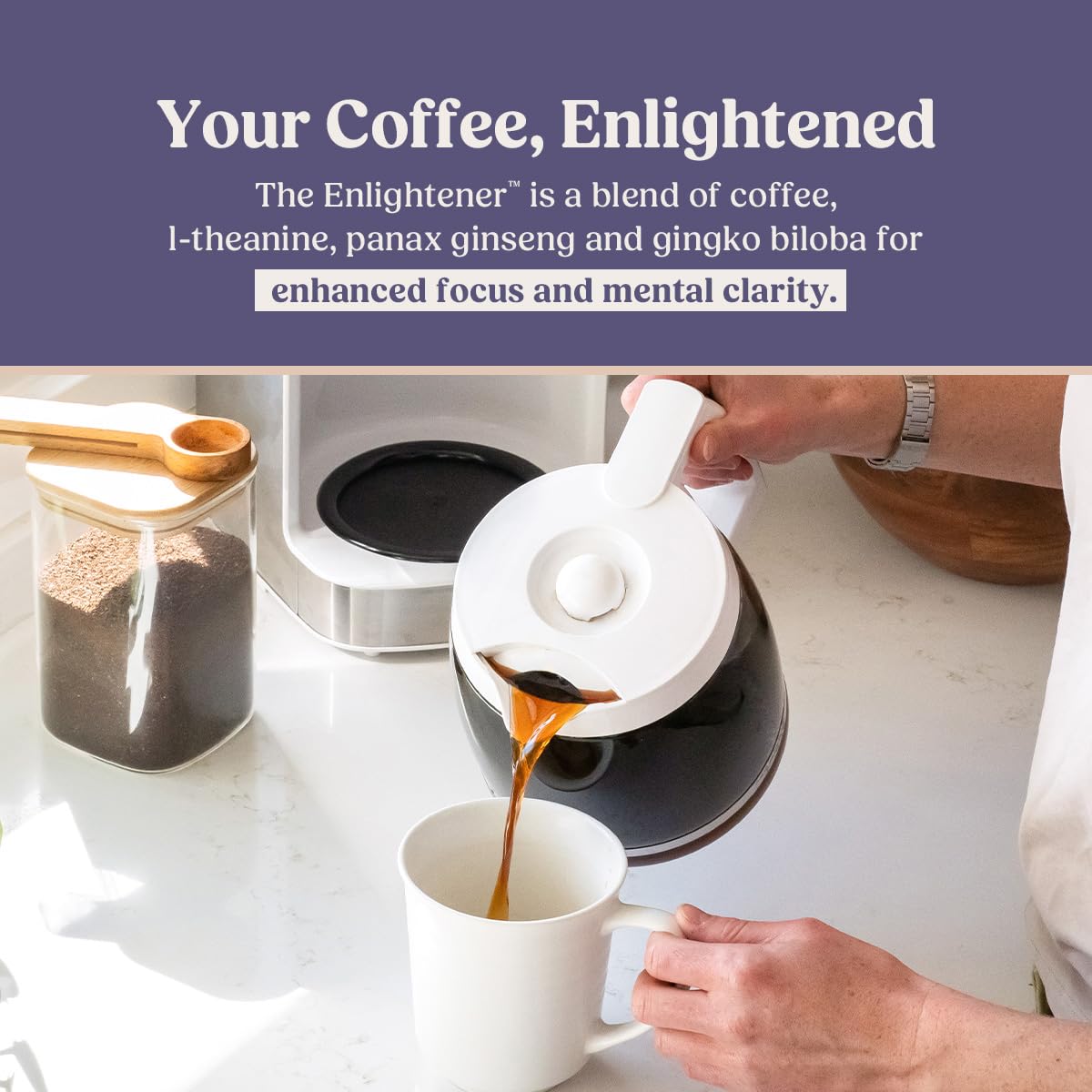 Bulletproof Enlightener Ground Coffee, Enhanced Coffee with L-Theanine, Panax Ginseng and Gingko Biloba, Supports Mental Clarity, Focus, and Memory