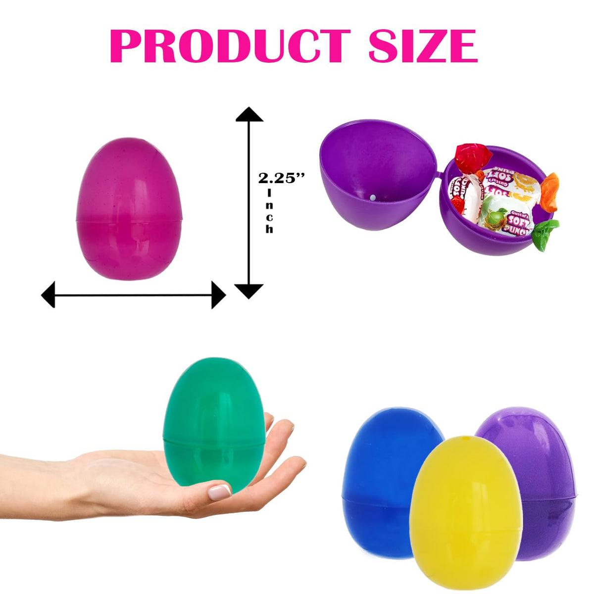 The Dreidel Company 200-Pack Fillable Easter Eggs with Hinge Bulk Colorful Bright Plastic Easter Eggs, Perfect for Easter Egg Hunt, Suprise Egg