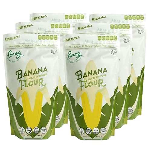 Pereg Banana Flour (16 Oz x 6 Pack) - Naturally Gluten Free, Multi-Purpose Flour Alternative - 100% Banana - Perfect for Baking Cookies, Cakes