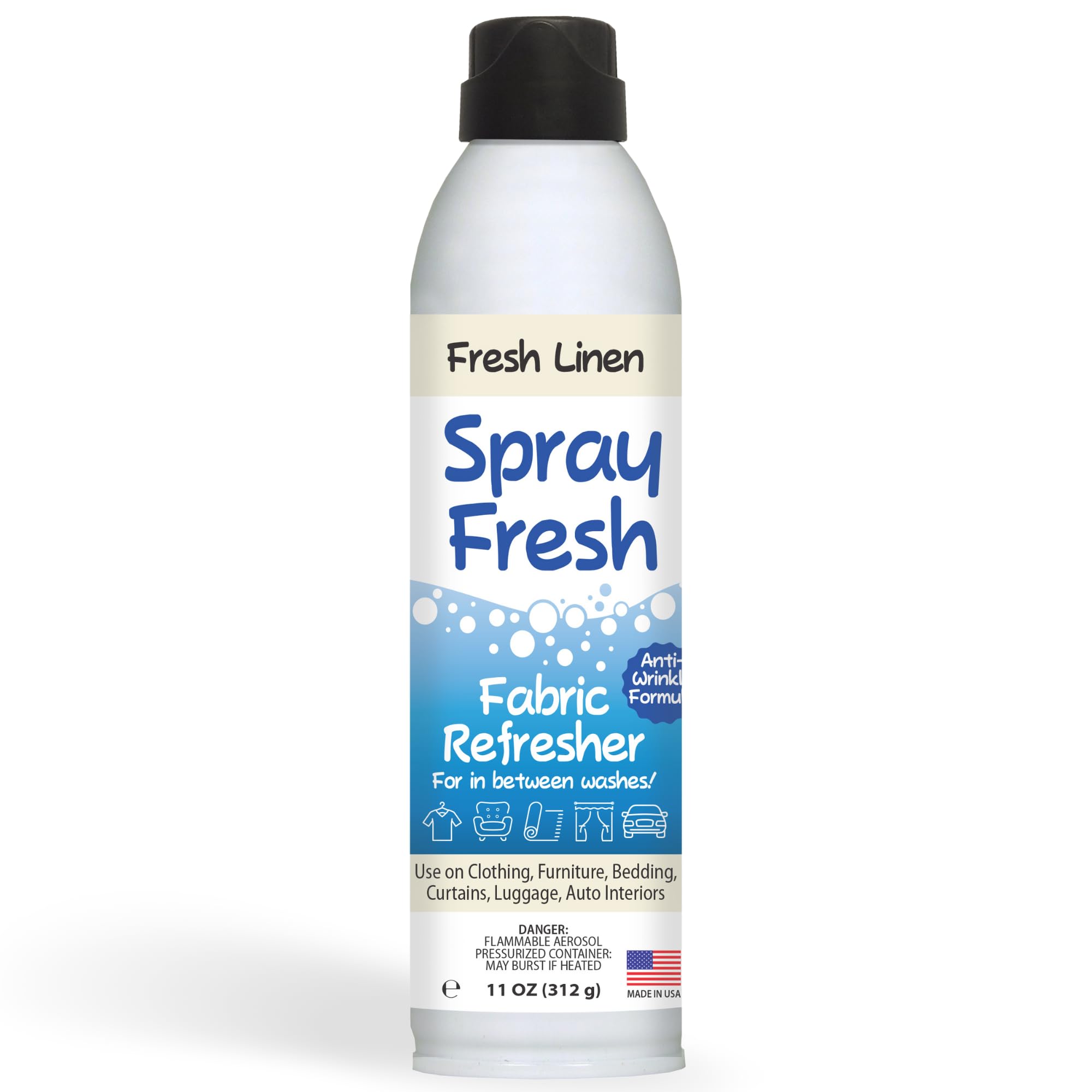 Home First Spray Fresh Fabric Refresher, Linen, 8 oz - Deodorizer and Freshener for Clothing, Bedding, and Furniture