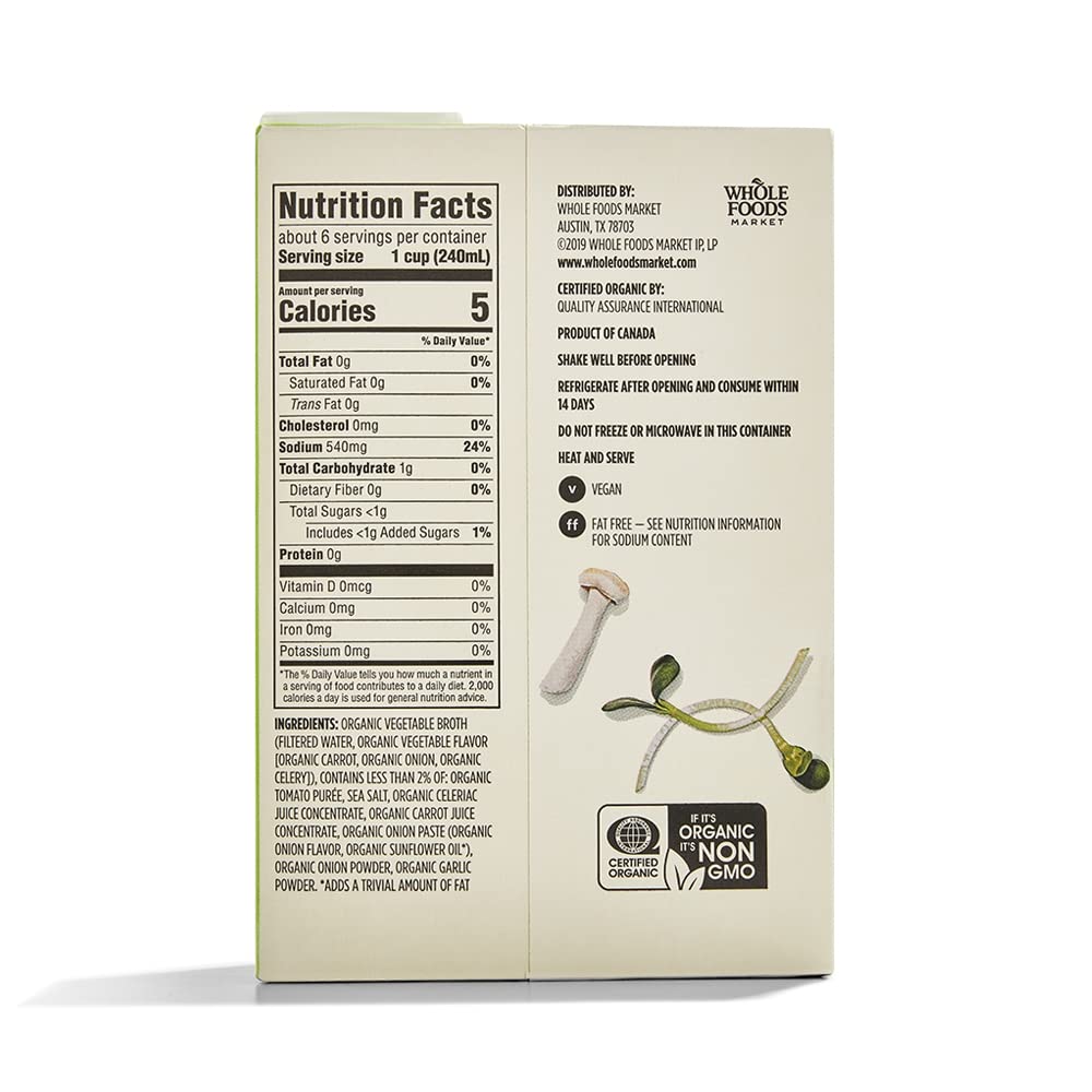 365 by Whole Foods Market, Organic Vegetable Broth, 48 Fl Oz