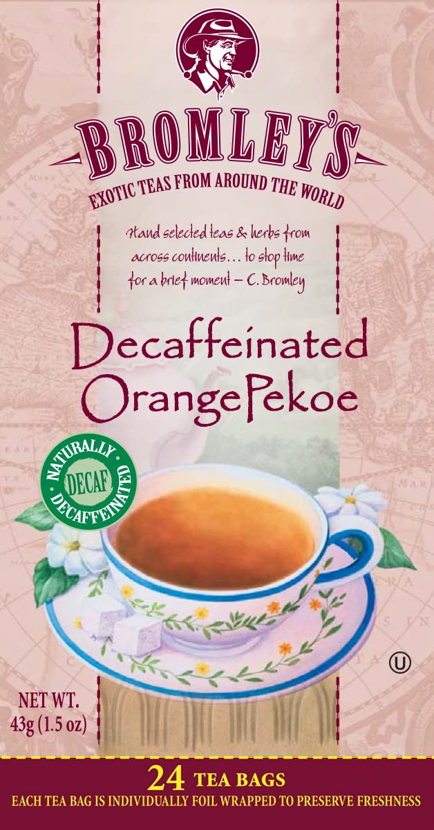 Bromley's Decaffeinated Orange Pekoe Black Tea, 24 Count (Pack of 6)